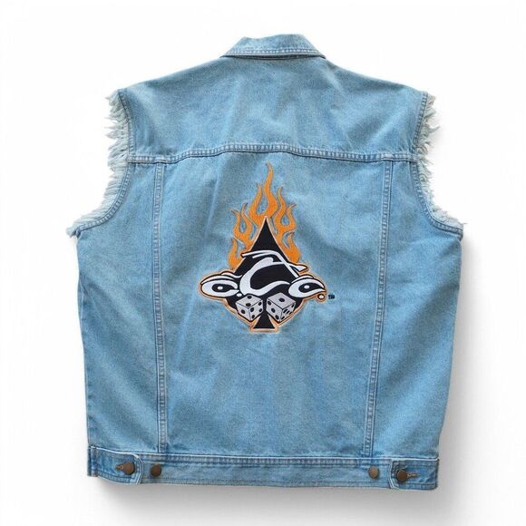 OCC Orange County Choppers Y2K Sleeveless Distressed Bikers Denim Vest Men's L - Picture 2 of 8